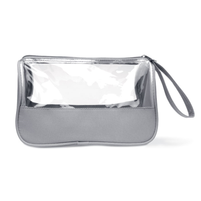 Picture of TOILETRY BAG MICROFIBRE W PVC in Grey.