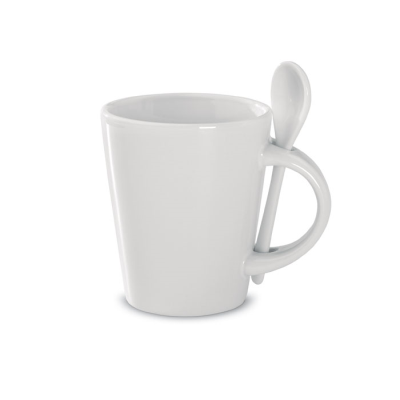 Picture of SUBLIMATION MUG with Spoon in White.