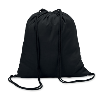 Picture of 100G COTTON DRAWSTRING BAG in Black.