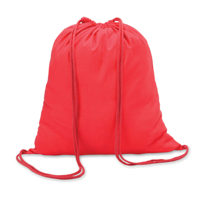 Picture of 100G COTTON DRAWSTRING BAG in Red.