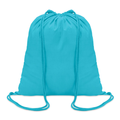 Picture of 100G COTTON DRAWSTRING BAG in Turquoise.