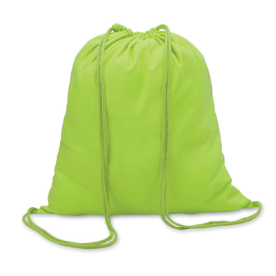 Picture of 100G COTTON DRAWSTRING BAG in Lime.