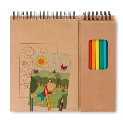 Picture of COLOURING SET with Note Pad in Brown.