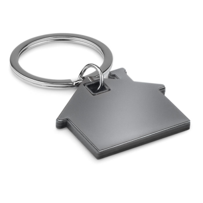 Picture of HOUSE SHAPE PLASTIC KEYRING in Black