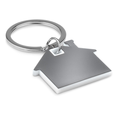 Picture of HOUSE SHAPE PLASTIC KEYRING in White