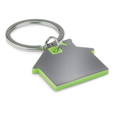 Picture of HOUSE SHAPE PLASTIC KEYRING in Green