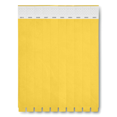 Picture of ONE SHEET OF 10 WRISTBANDS in Yellow.