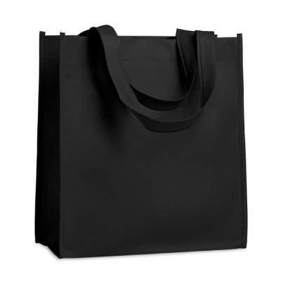 80G NONWOVEN SHOPPER TOTE BAG in Black.