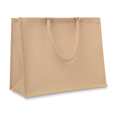 Picture of JUTE SHOPPER TOTE BAG in Brown.