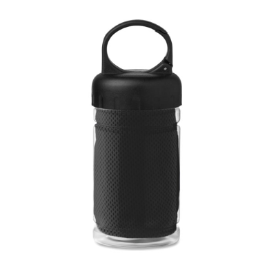 Picture of COOLING TOWEL in Pet Bottle in Black.