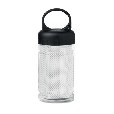 Picture of COOLING TOWEL in Pet Bottle in White.