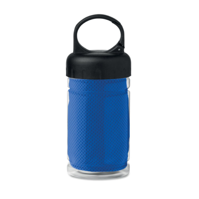 Picture of COOLING TOWEL in Pet Bottle in Royal Blue.