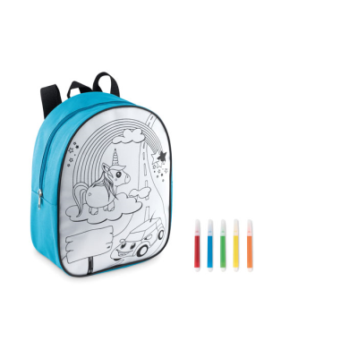 Picture of BACKPACK RUCKSACK with 5 Markers in Blue.
