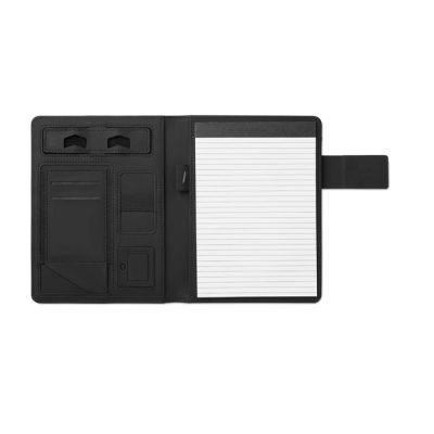 Picture of A5 FOLDER with Power Bank in Black.