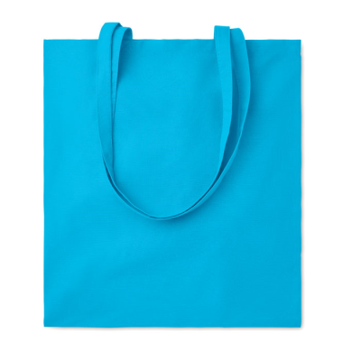 Picture of 140G COTTON SHOPPER TOTE BAG in Turquoise.
