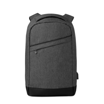 Picture of 2 TONE BACKPACK RUCKSACK INCL USB PLUG in Black