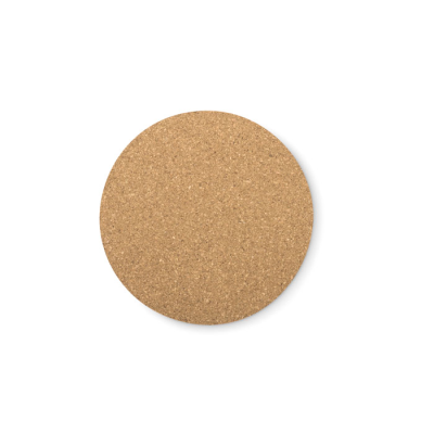 Picture of ROUND CORK COASTER in Brown.