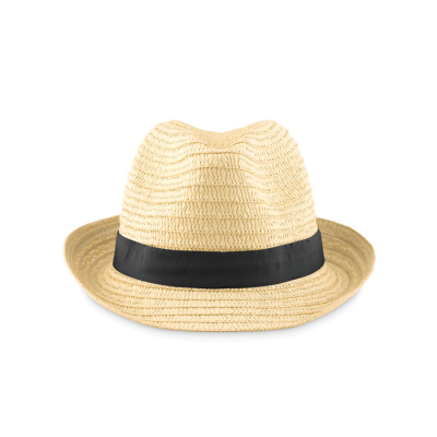 Picture of PAPER STRAW HAT in Black.