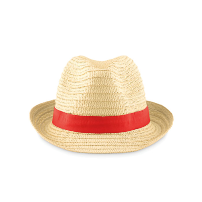 Picture of PAPER STRAW HAT in Red.