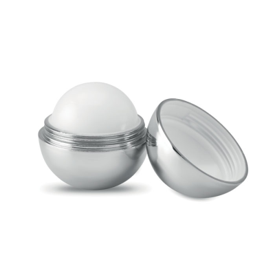 Picture of ROUND LIP BALM UV FINISH in Shiny Silver.