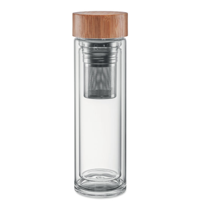 Picture of DOUBLE WALL GLASS BOTTLE 400ML in Transparent.