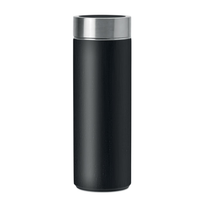 Picture of DOUBLE WALL BAMBOO FLASK 400ML in Black