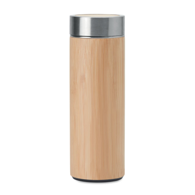 Picture of DOUBLE WALL BAMBOO FLASK 400ML in Brown