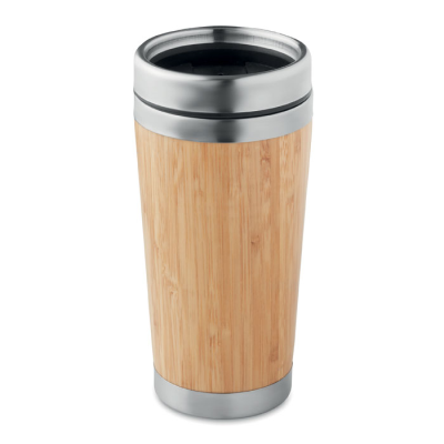 Picture of DOUBLE WALL BAMBOO FLASK 400ML in Brown