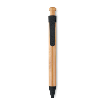 Picture of BAMBOO & WHEAT-STRAW ABS BALL PEN in Black.