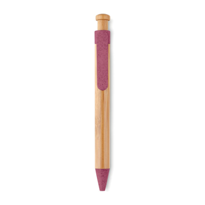 Picture of BAMBOO & WHEAT-STRAW ABS BALL PEN in Red.