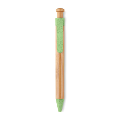 Picture of BAMBOO & WHEAT-STRAW ABS BALL PEN in Green.