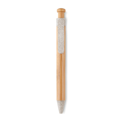 Picture of BAMBOO & WHEAT-STRAW ABS BALL PEN in Brown.