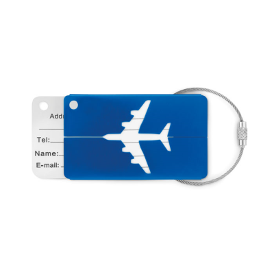 Picture of ALUMINIUM METAL LUGGAGE TAG in Blue.