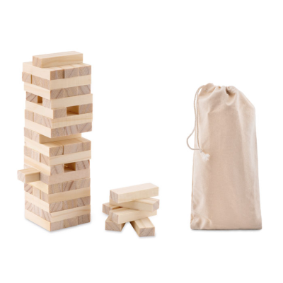 Picture of TOWER GAME in Cotton Pouch in Brown.