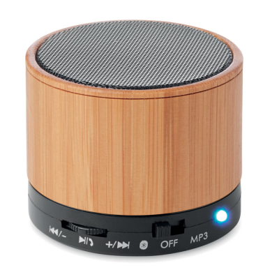 Picture of ROUND BAMBOO CORDLESS SPEAKER in Black