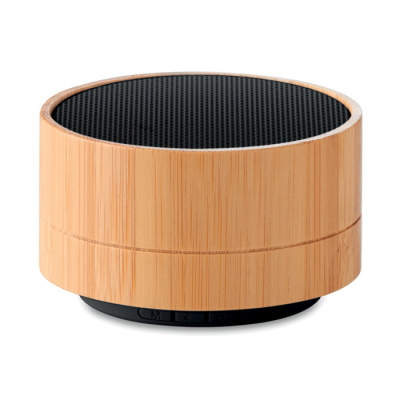 Picture of 3W BAMBOO CORDLESS SPEAKER in Black.