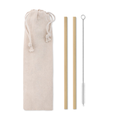 Picture of BAMBOO STRAW W & BRUSH in Pouch in Brown