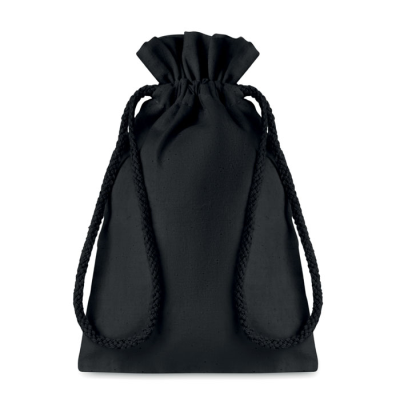 Picture of SMALL COTTON DRAW CORD BAG in Black