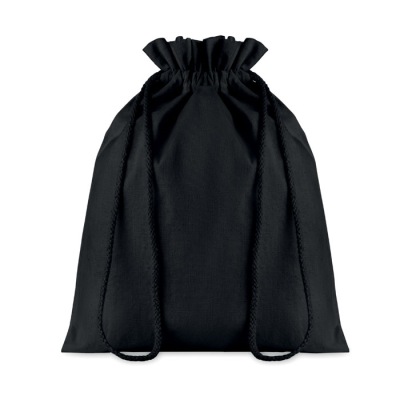 Picture of MEDIUM COTTON DRAW CORD BAG in Black.