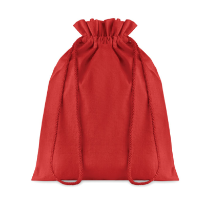 Picture of MEDIUM COTTON DRAW CORD BAG in Red