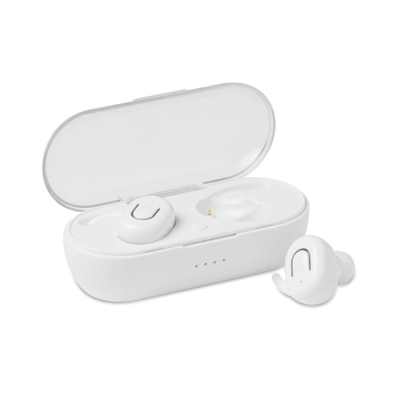 Picture of TWS EARBUDS with Charger Box in White.