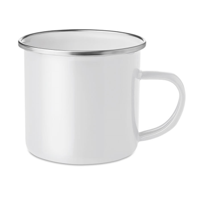 Picture of METAL MUG with Enamel Layer in White.