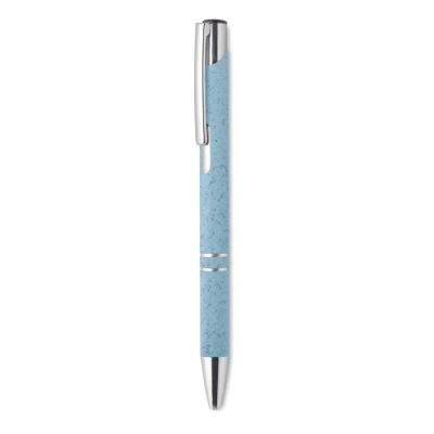 Picture of WHEAT STRAW & ABS PUSH TYPE PEN in Blue.