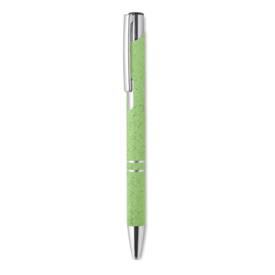 Picture of WHEAT STRAW & ABS PUSH TYPE PEN in Green.