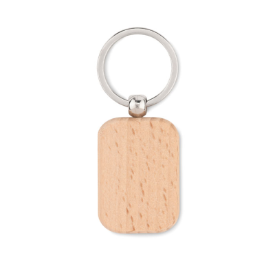 Picture of RECTANGULAR WOOD KEYRING in Brown