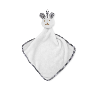 Picture of PLUSH RABBIT DESIGN BABY TOWEL in White.