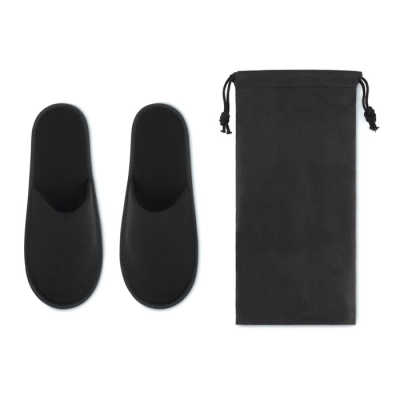 Picture of PAIR OF SLIPPERS in Pouch in Black