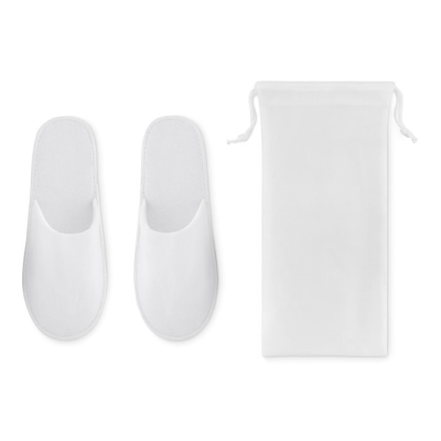 Picture of PAIR OF SLIPPERS in Pouch in White