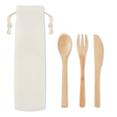 Picture of BAMBOO CUTLERY SET in Brown