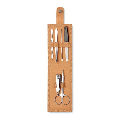 Picture of CORK 6 PIECE MANICURE SET in Brown.